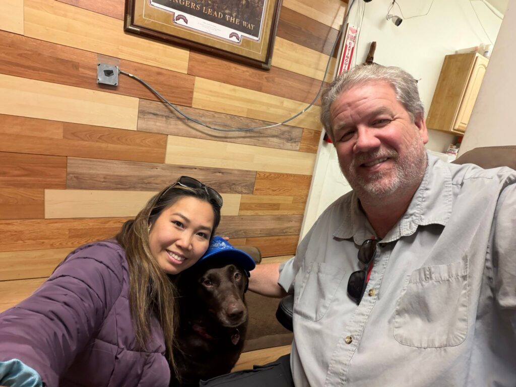 Owners Kevin and Nok Drotzur with their dog Diva
